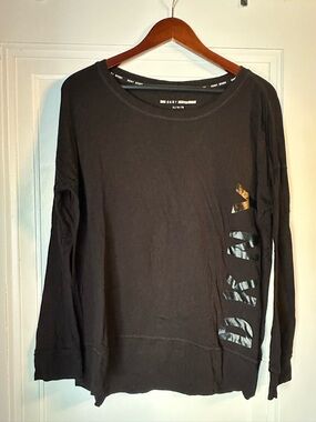 DKNY Black Long-Sleeve Logo Tee with Side Graphics